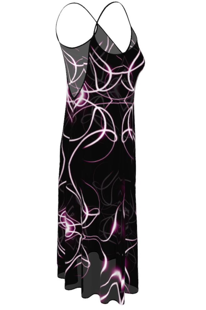 UNTITLED x Indira Cesarine "Lumière" Series Black and Pink Kaleidoscopic Sleeveless Midi Dress - Limited Edition