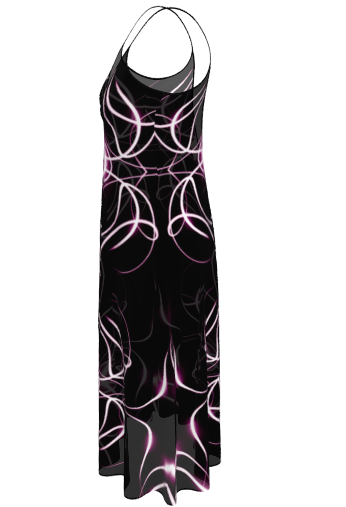 UNTITLED x Indira Cesarine "Lumière" Series Black and Pink Kaleidoscopic Sleeveless Midi Dress - Limited Edition