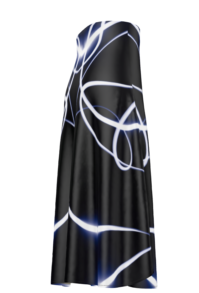 UNTITLED x Indira Cesarine "Lumière" Series Black and Blue Kaleidoscopic Midi Skirt - Limited Edition
