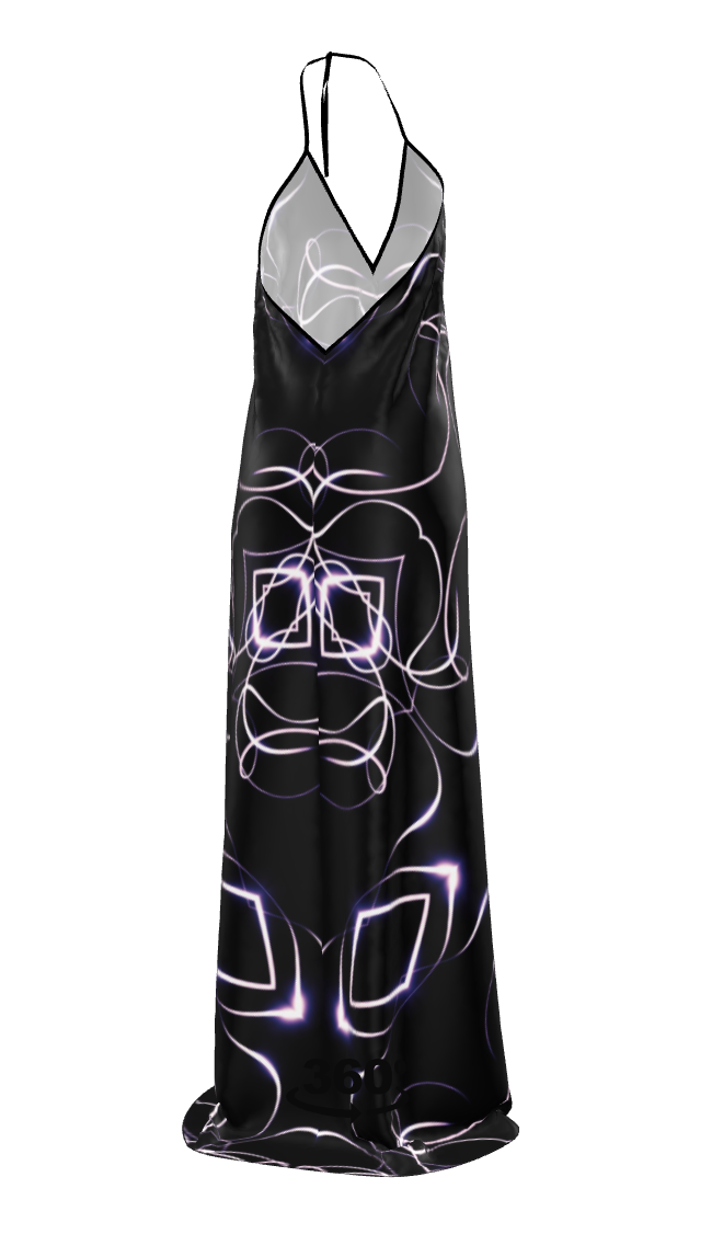 UNTITLED x Indira Cesarine "Lumière" Series Black and Violet Kaleidoscopic Halter Dress - Limited Edition