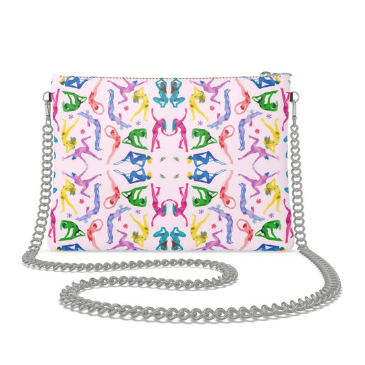 UNTITLED x Fahren Feingold "RAINBOW FAIRIES" Pink Crossbody Bag With Silver Chain - Limited Edition