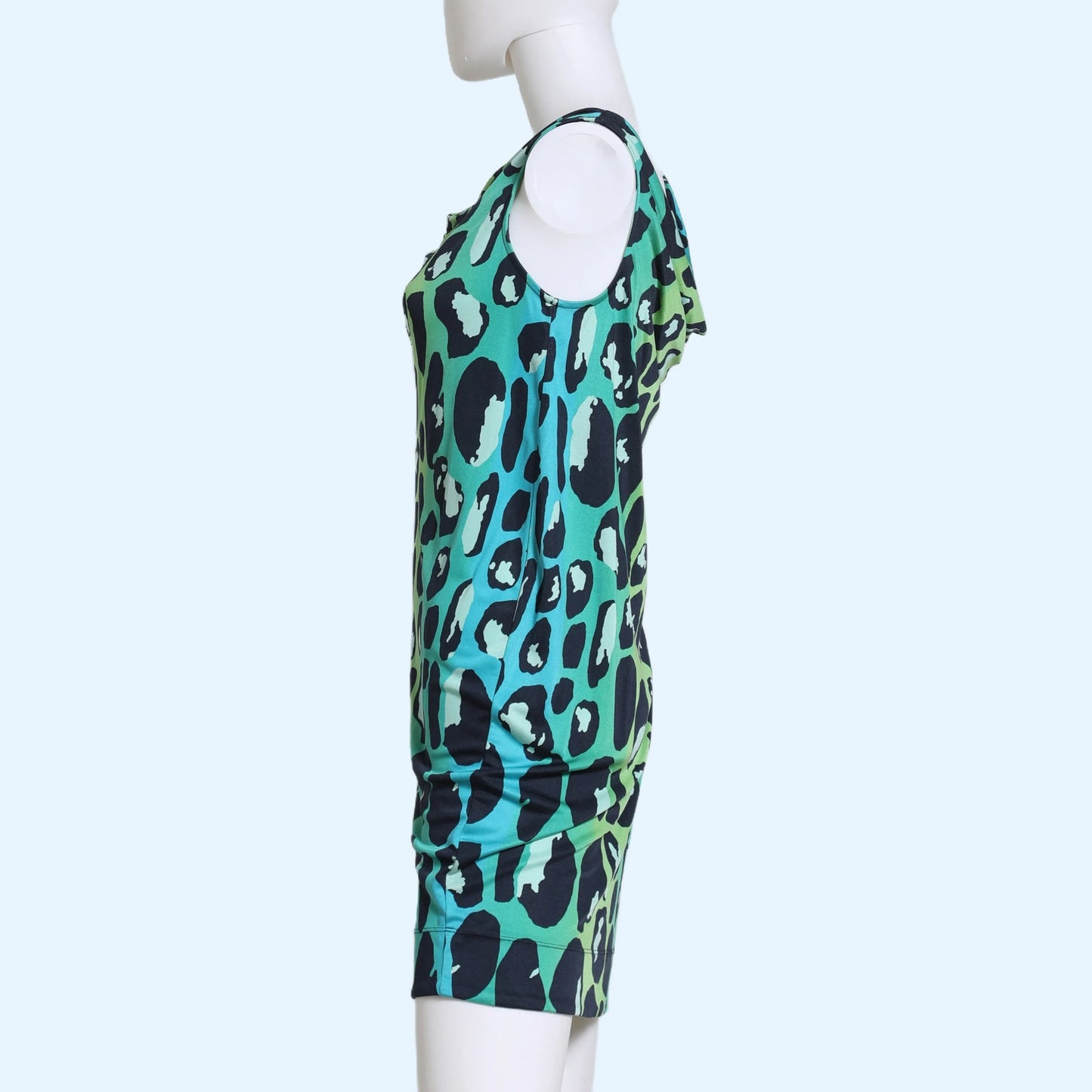 DIANE VON FURSTENBERG Blue Green Animal Print Silk Mini Dress