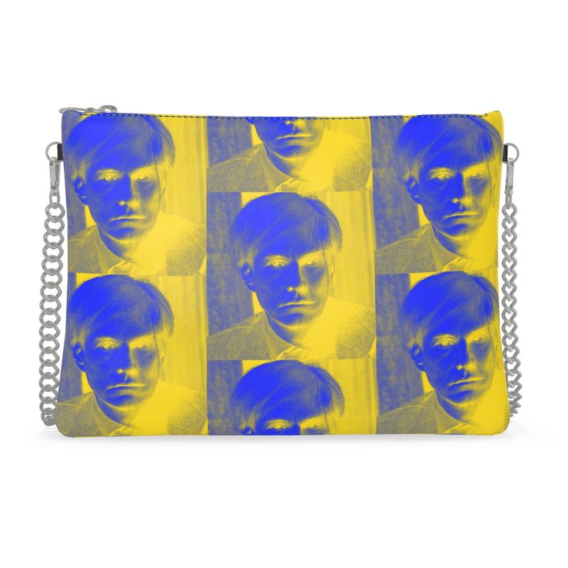 UNTITLED x LOST WARHOLS Double-Sided Blue, Yellow and Green Crossbody Bag with Silver Chain - Limited Edition