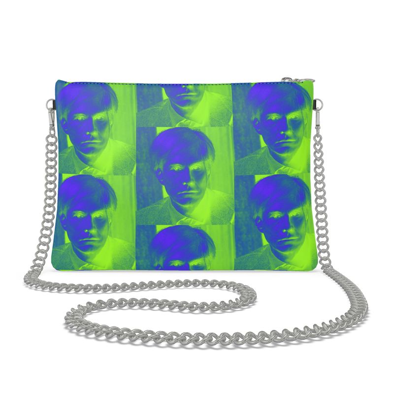 UNTITLED x LOST WARHOLS Double-Sided Blue, Yellow and Green Crossbody Bag with Silver Chain - Limited Edition