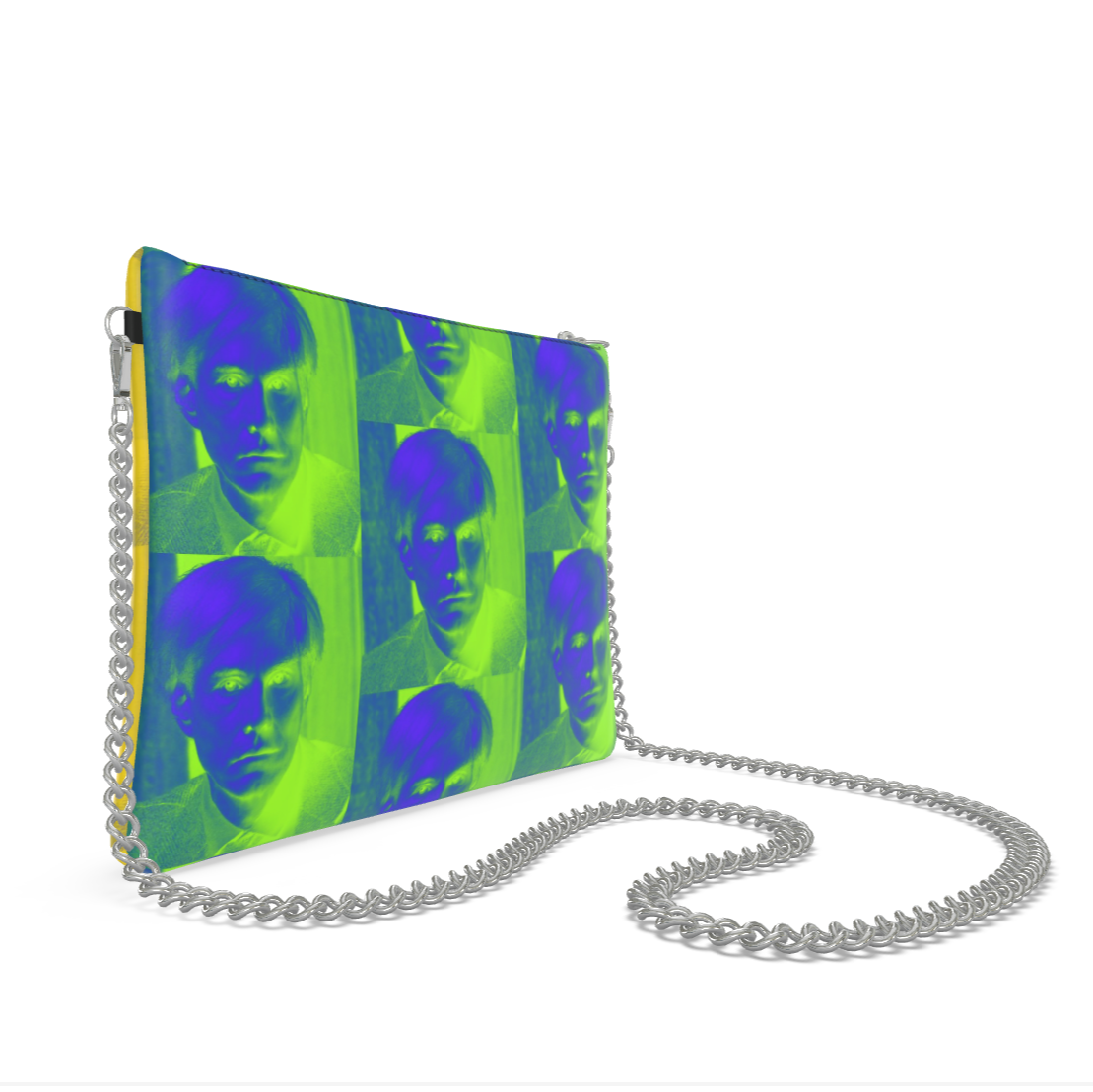 UNTITLED x LOST WARHOLS Double-Sided Blue, Yellow and Green Crossbody Bag with Silver Chain - Limited Edition