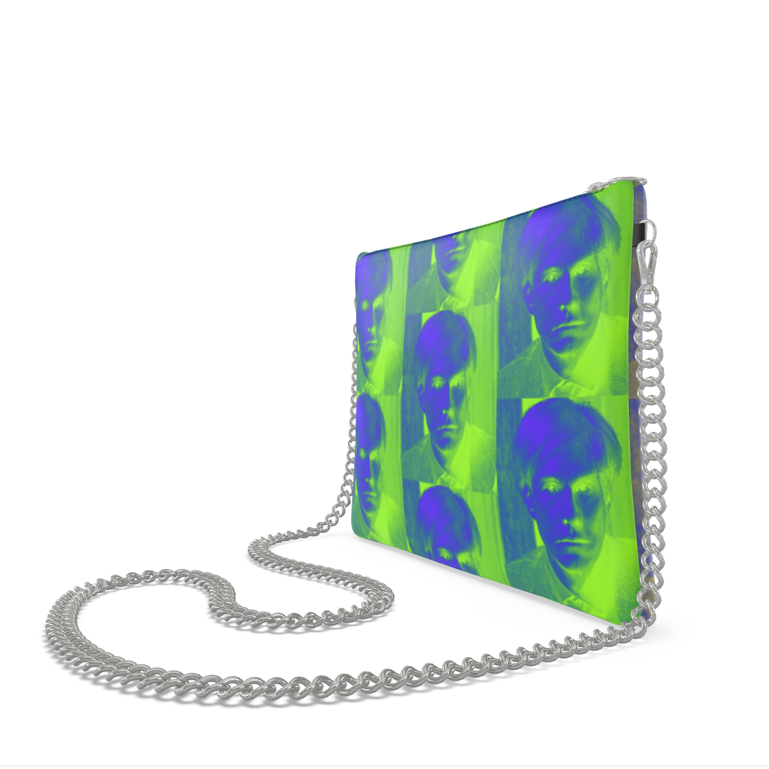 UNTITLED x LOST WARHOLS Double-Sided Blue, Yellow and Green Crossbody Bag with Silver Chain - Limited Edition