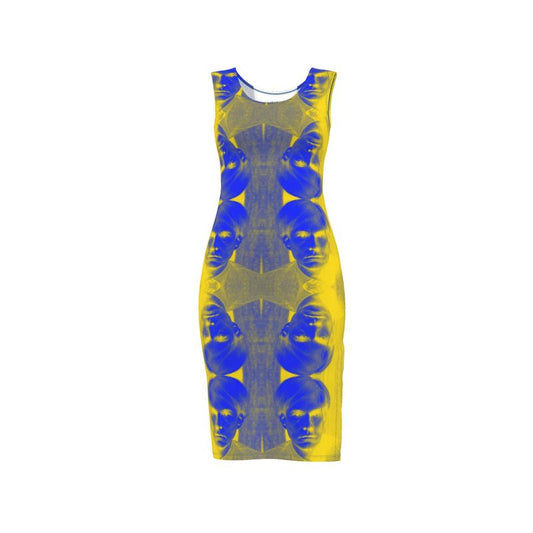 UNTITLED x Lost Warhols "LOST WARHOLS" Blue and Yellow Bodycon Dress
