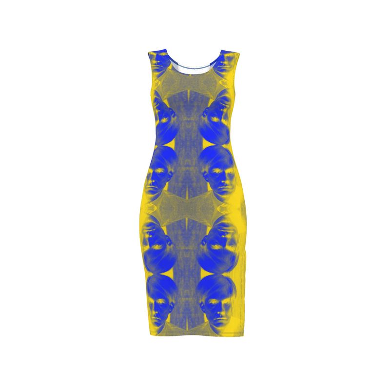 UNTITLED x Lost Warhols "LOST WARHOLS" Blue and Yellow Bodycon Dress