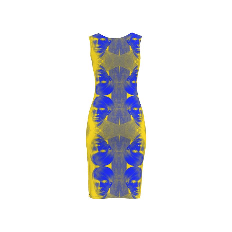 UNTITLED x Lost Warhols "LOST WARHOLS" Blue and Yellow Bodycon Dress