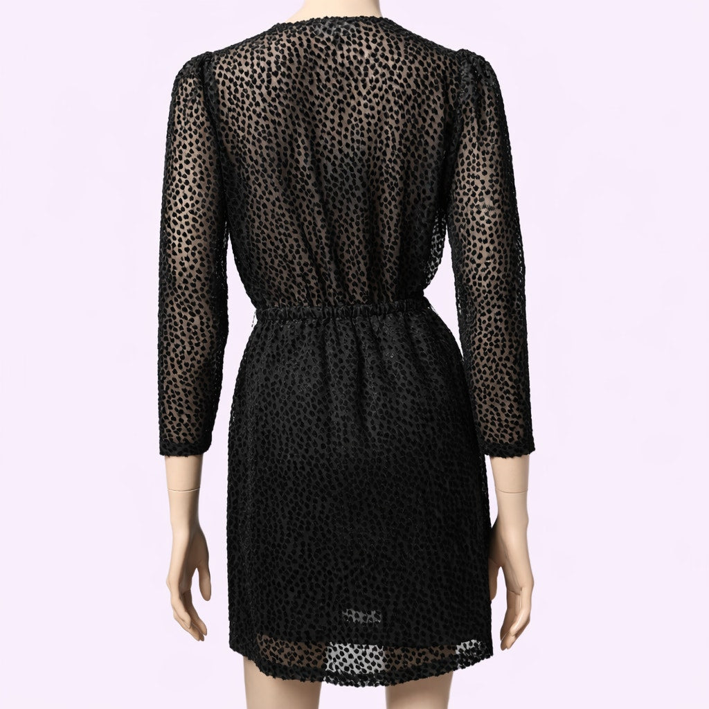 ROBERT RODRIGUEZ Pauline Black Velvet Dot Mini Black Dress