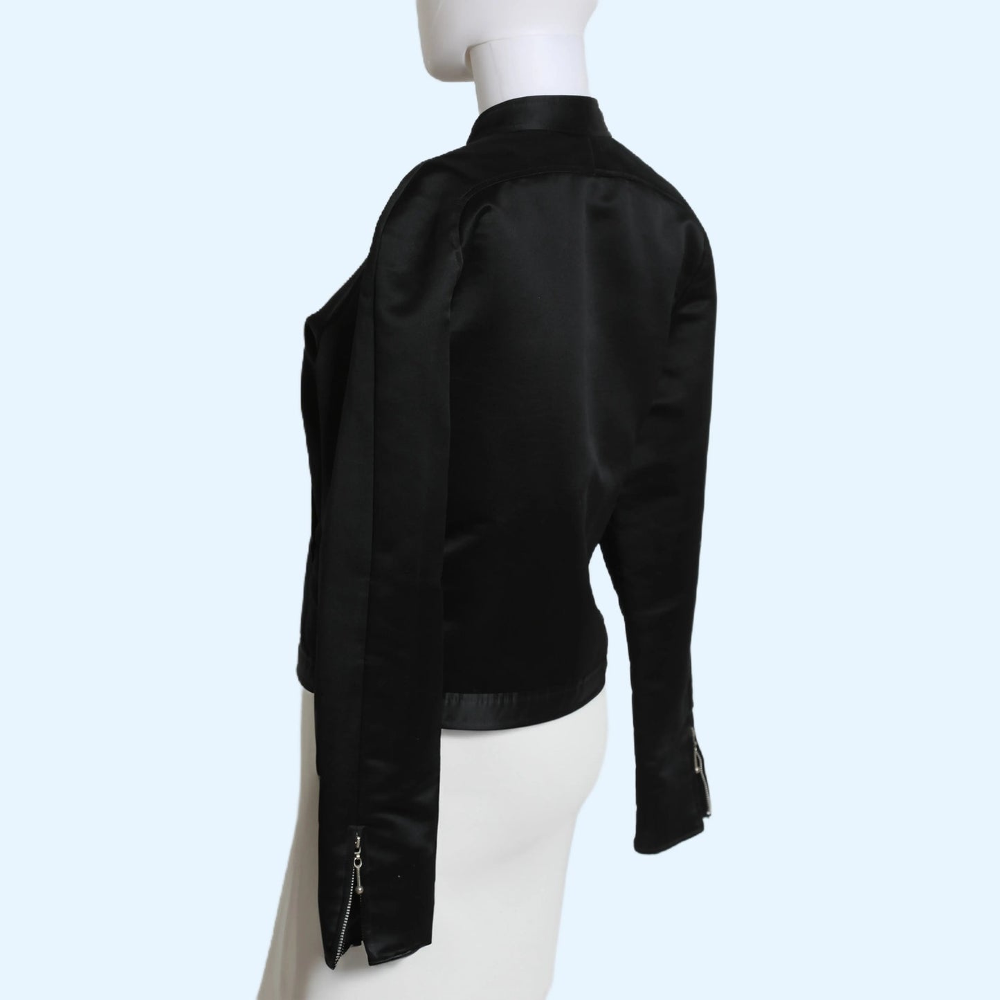 MARK EISEN Vintage Black Silk Bomber Jacket