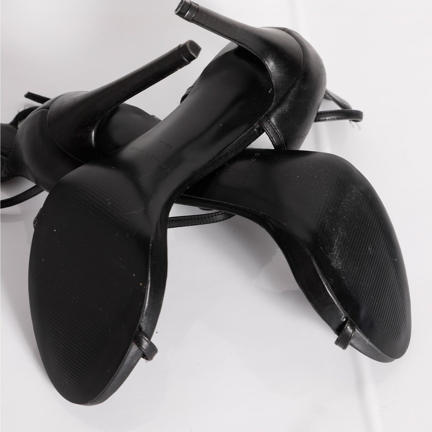 KENDALL + KYLIE Black Leather Strappy Stiletto Sandals