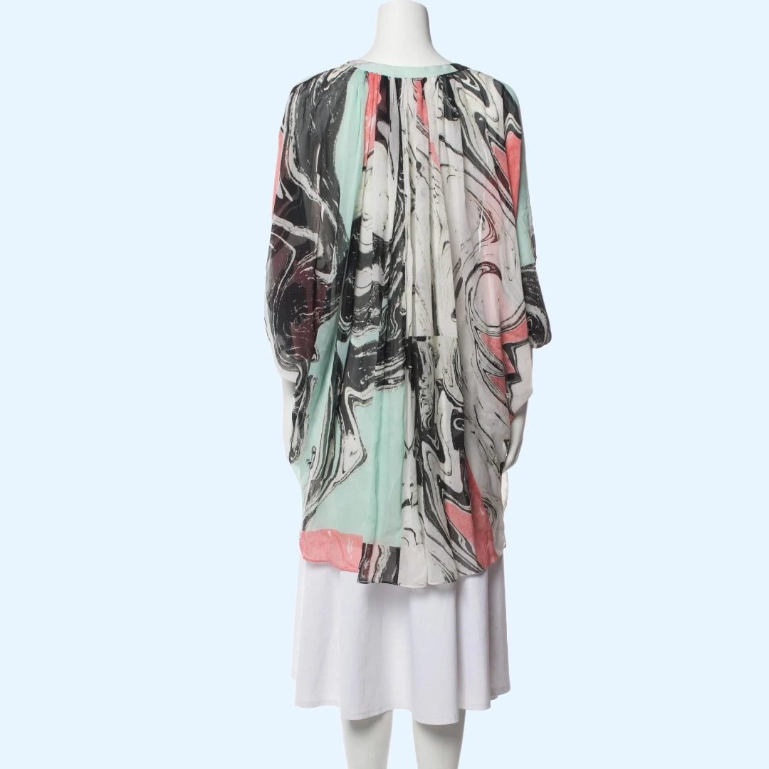 DIANE VON FURSTENBERG Abstract Print Silk Fleurette Caftan Mini Dress