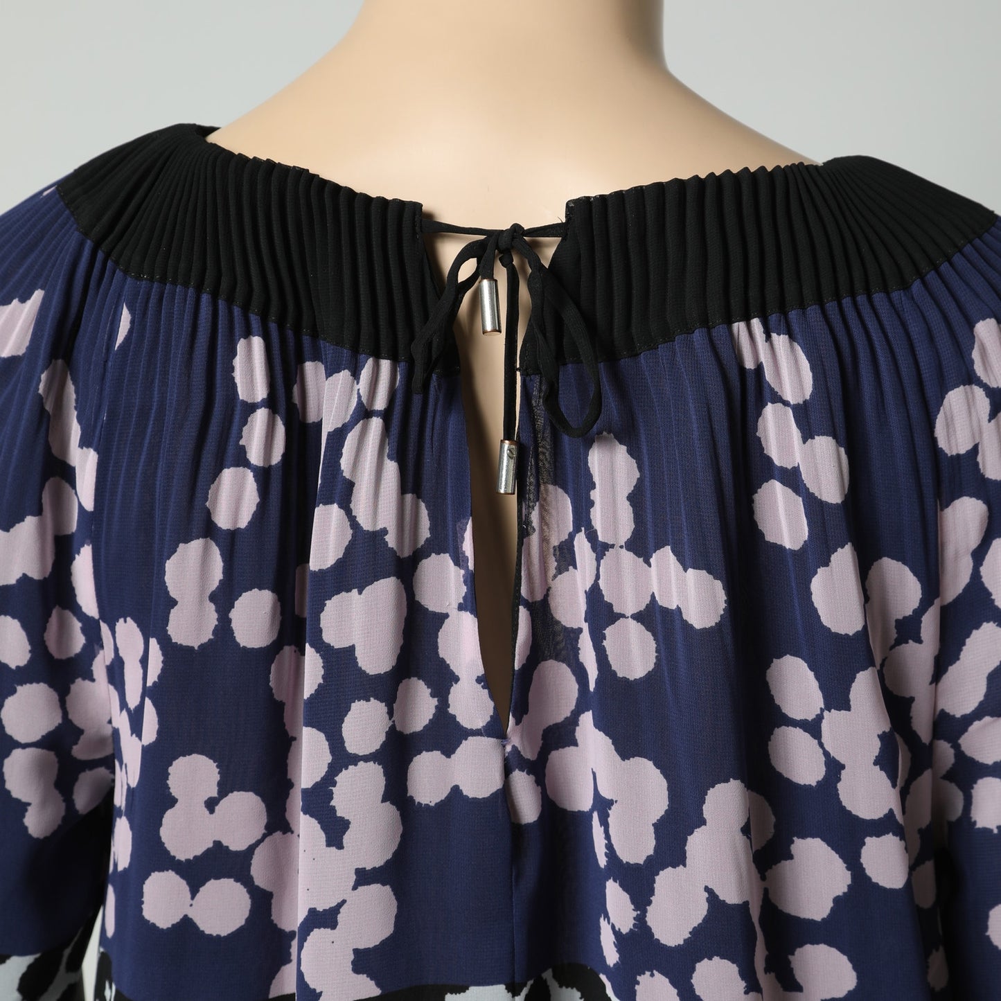 DIANE VON FURSTENBERG Multicolor Abstract Print Pleated Blouson Mini Dress