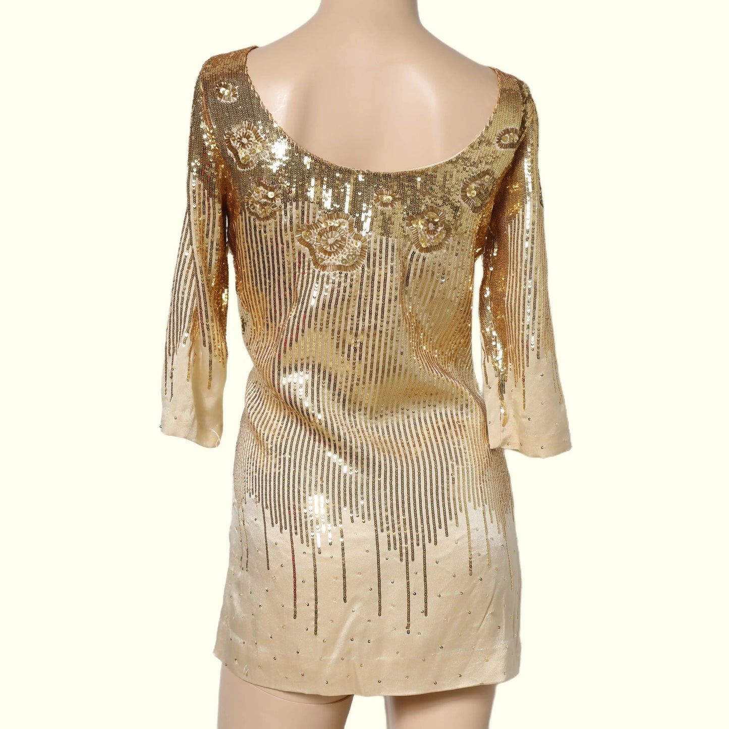 HALSTON HERITAGE Gold Sequin Mini Dress