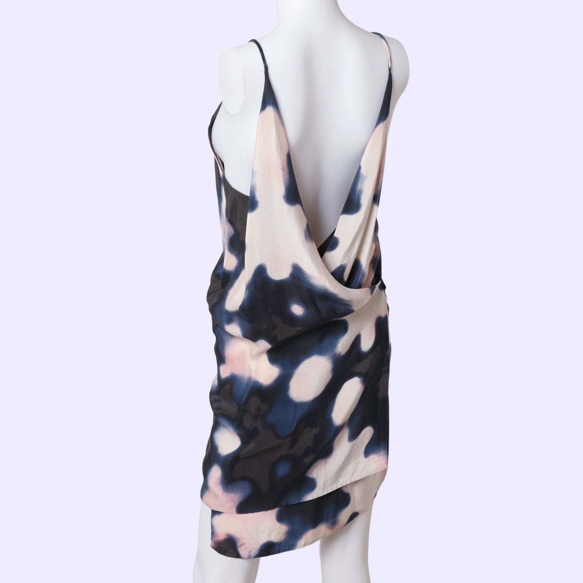 3.1 PHILLIP LIM Abstract Pink Blue Gray Print Silk Backless Slip Mini Dress
