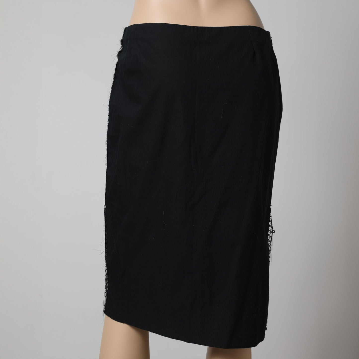 JEAN COLONNA Black And Silver Sequin Vintage Pencil Skirt
