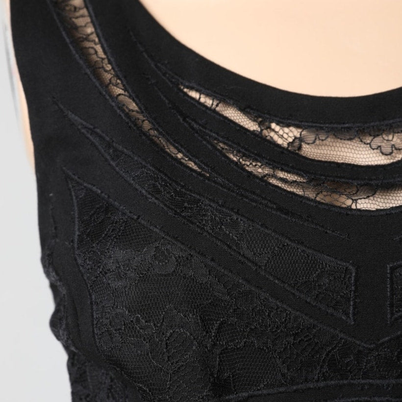 DIANE VON FURSTENBERG Black Lace Bodice Fit & Flare Dress