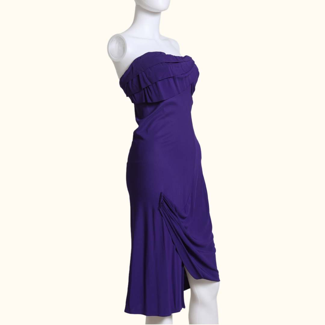 YIGAL Azrouël Violet Purple Strapless Knee Length Dress