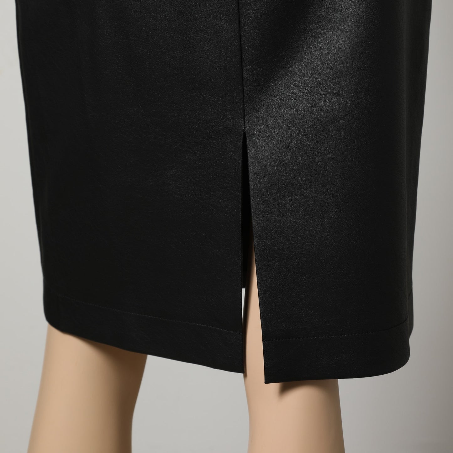 BCBGMAXAZRIA Black Vegan Leather Midi Pencil Dress