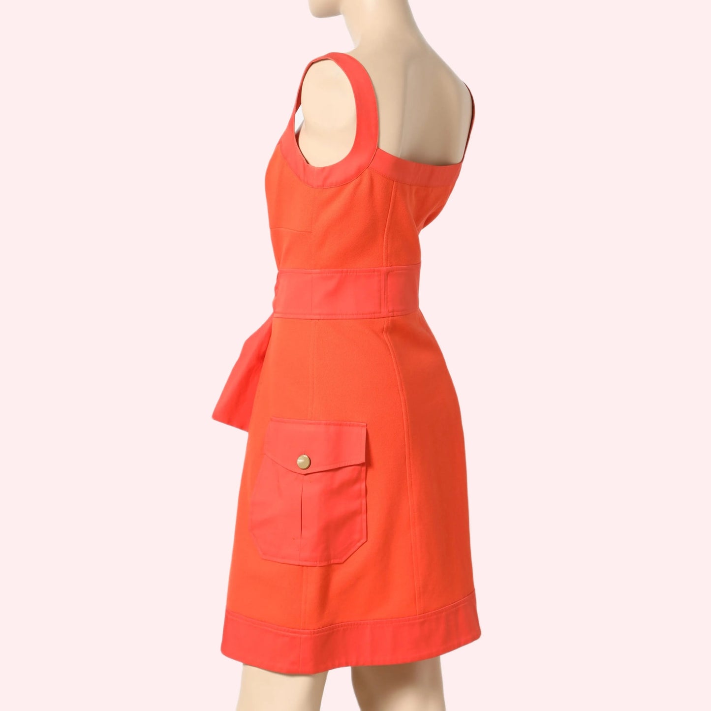 DIANE VON FURSTENBERG Orange V-Neck Button-Up Mini Dress