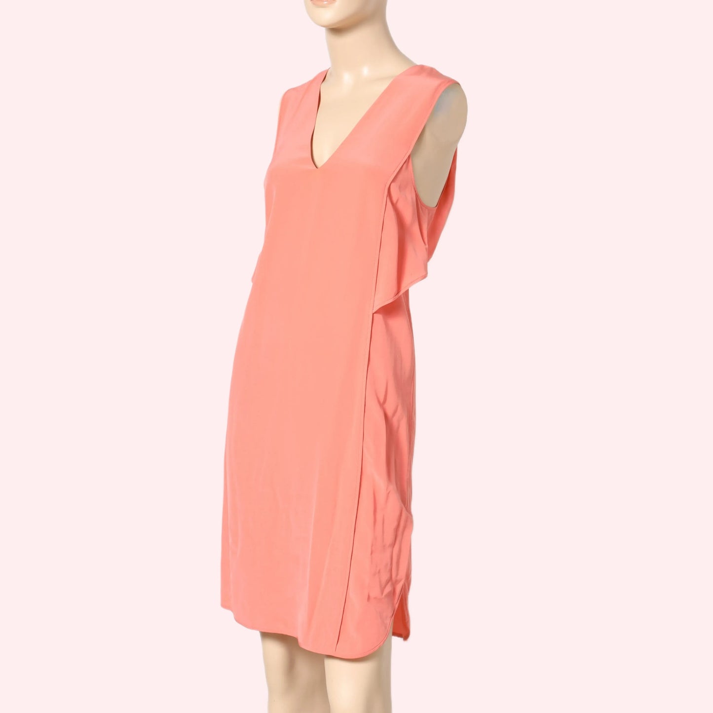ALEXANDER WANG Silk Knee-Length Peach V-Neck Dress