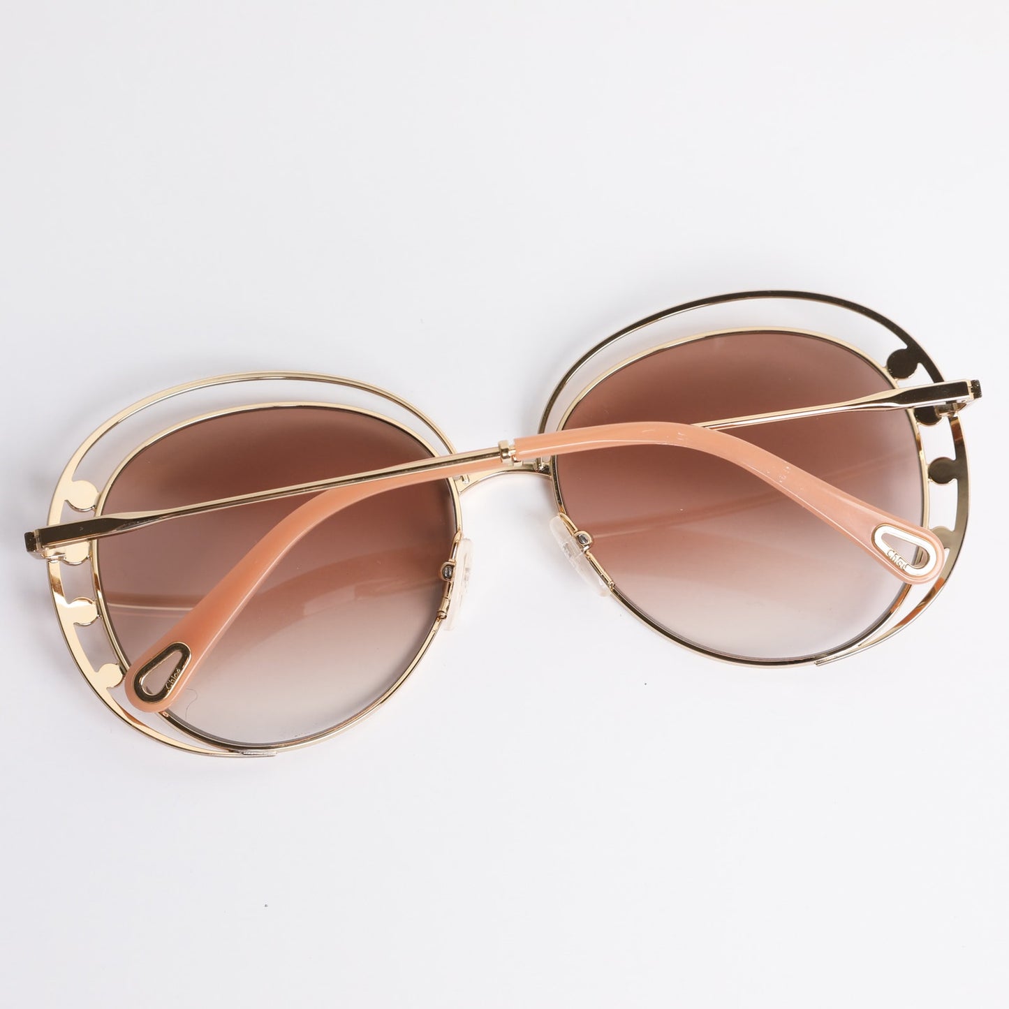 CHLOE Delilah Double Rimmed Gradient Sunglasses, Gold + Pink Frames