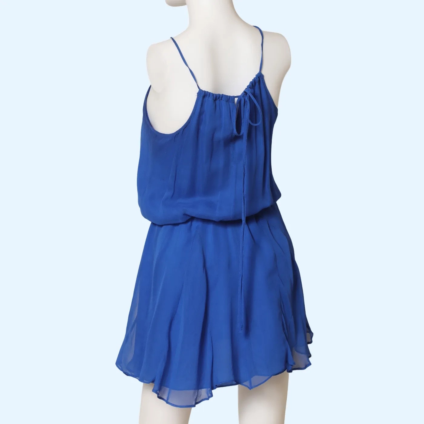 MASON Blue Silk Chiffon Sheer Panel Mini Dress