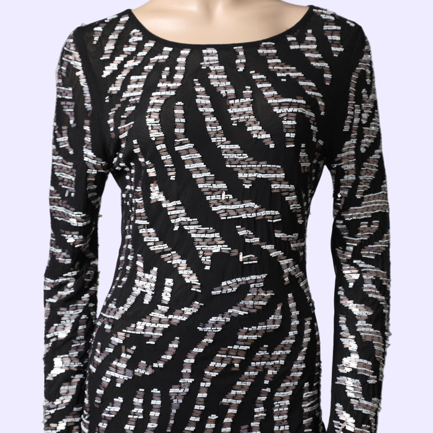 RENZO + KAI Black Sequin Long Sleeve Mini Dress