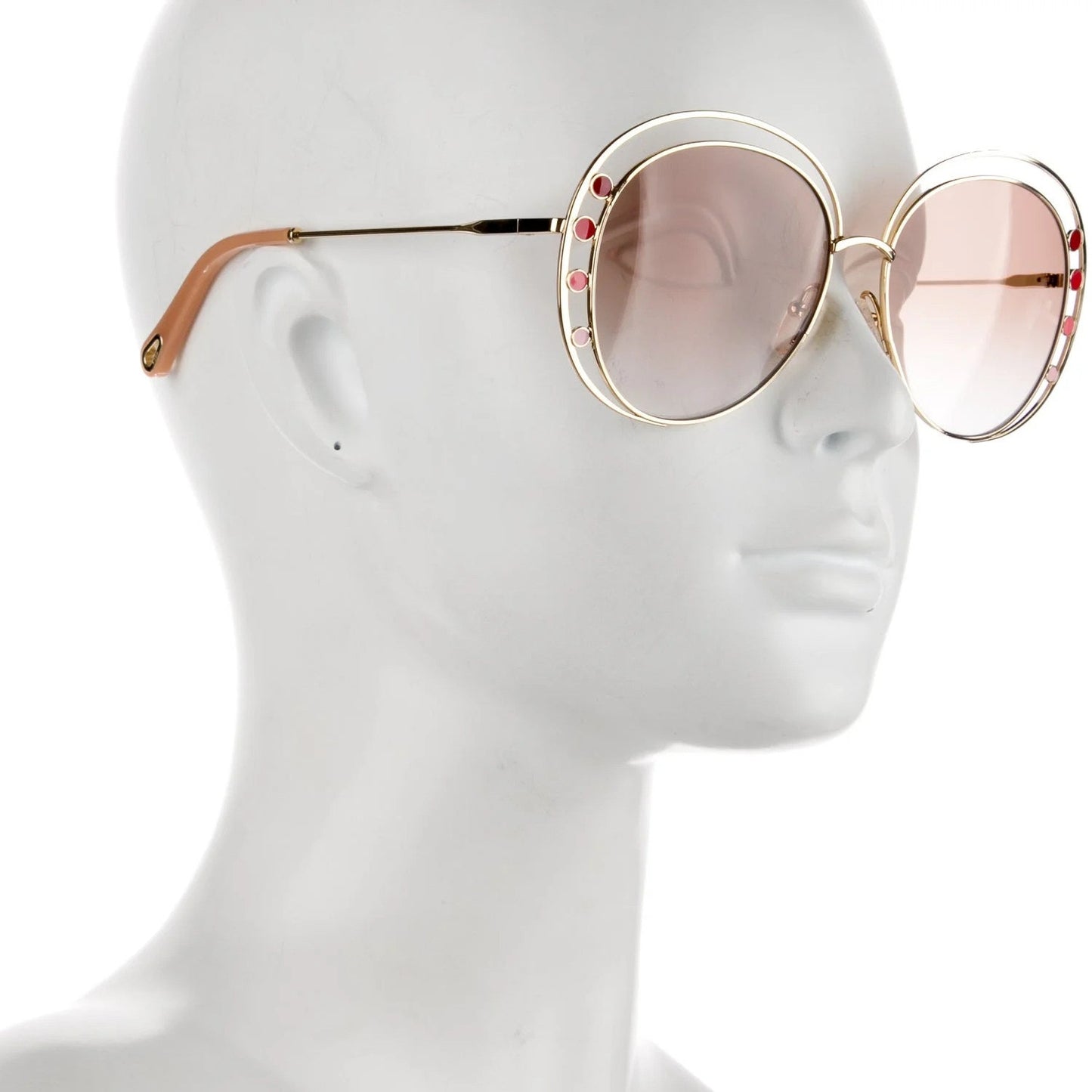 CHLOE Delilah Double Rimmed Gradient Sunglasses, Gold + Pink Frames