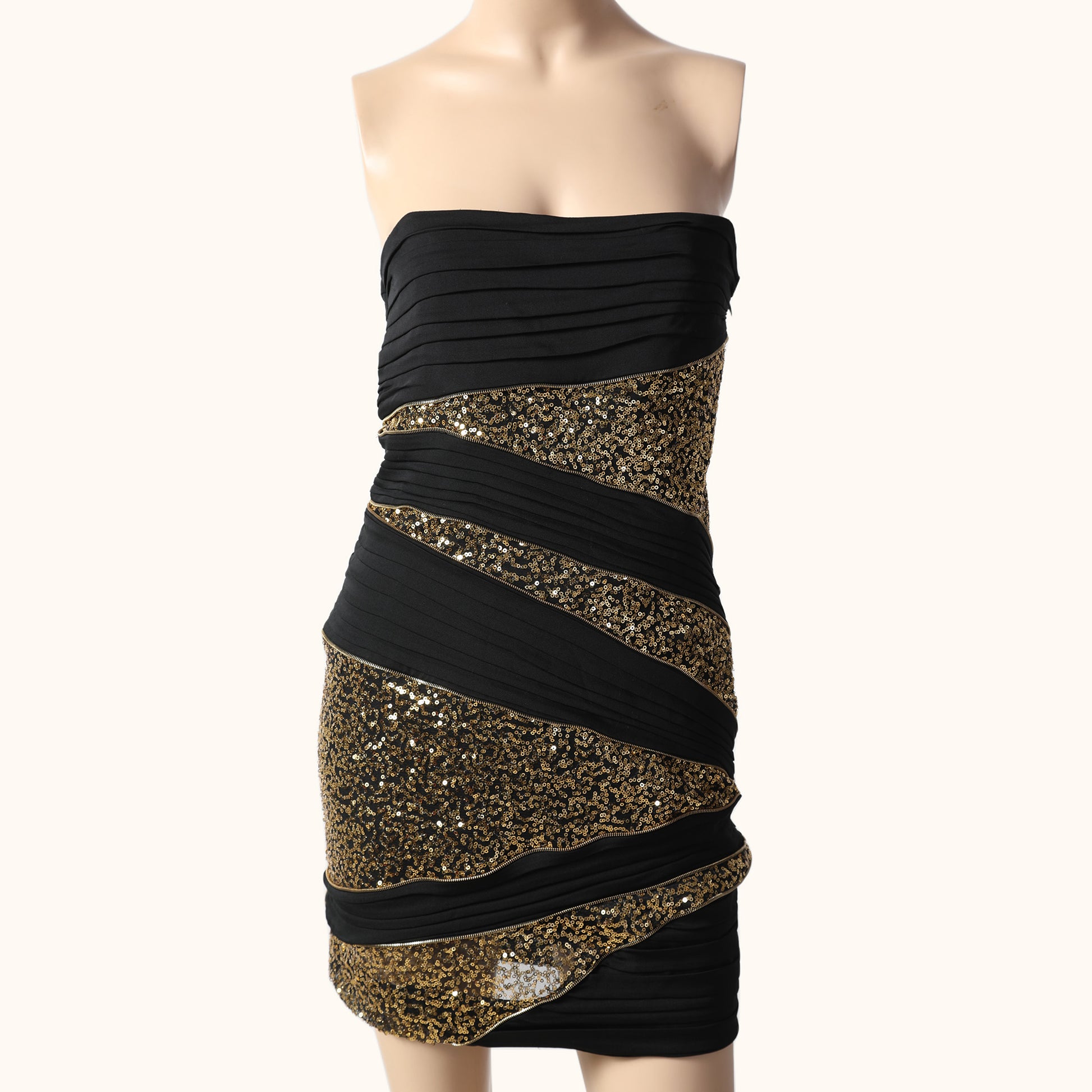 ROBERT RODRIGUEZ Black and Gold Strapless Sequin Silk Dress The Untitled Boutique ROBERT RODRIGUEZ Black and Gold Strapless Sequin Silk Dress The Untitled Boutique