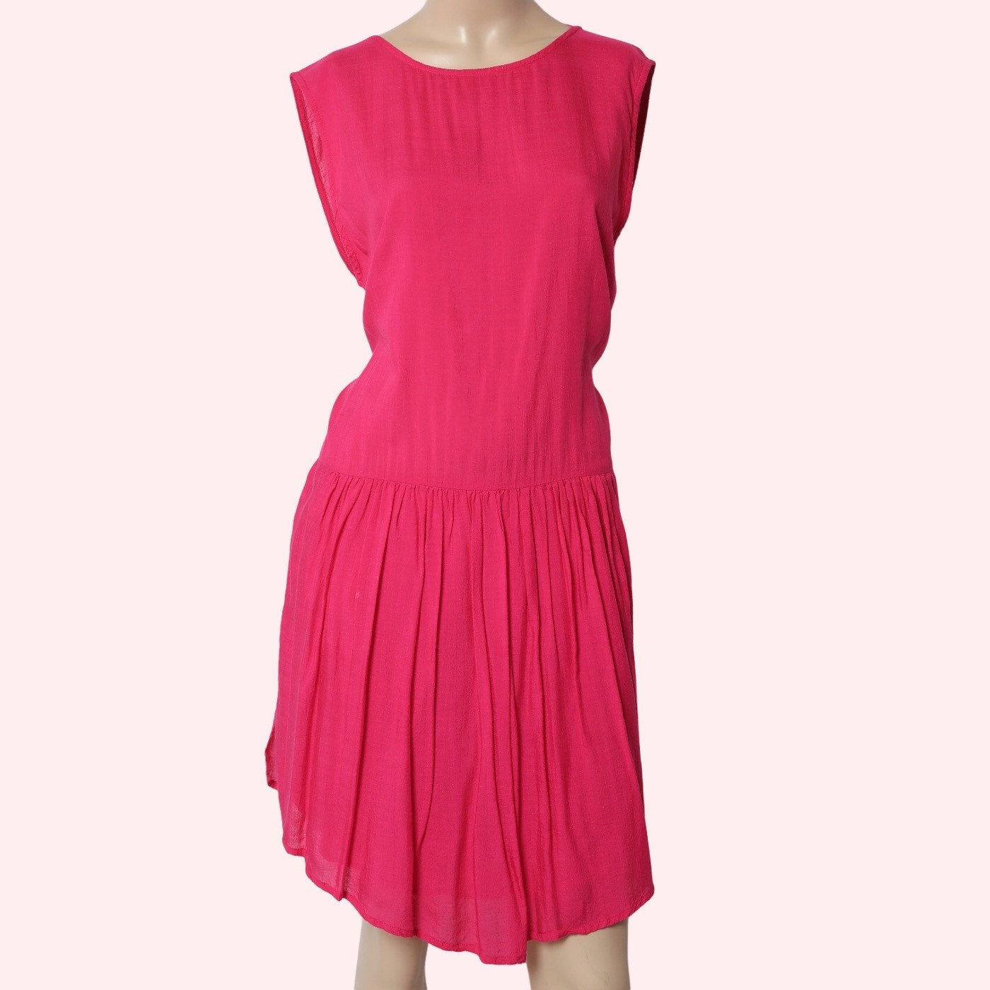 IRO Olivia Fuchsia Pink Open Back Drop Waist Cotton Viscose Mini Dress