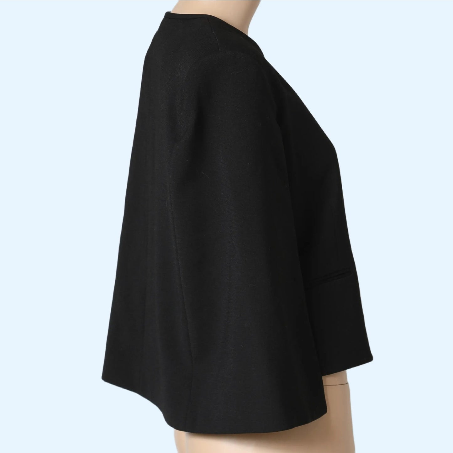 BCBGMAXAZRIA Cropped Asymmetrical Zip Black Cape Jacket