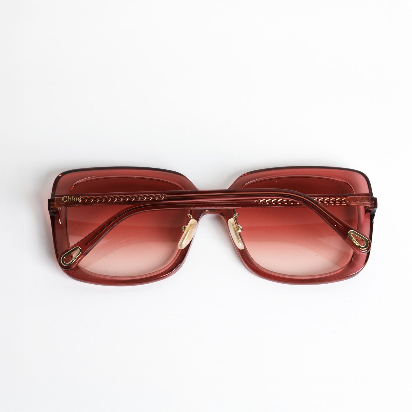 CHLOÉ Pink Oversized Tinted Rectangle Sunglasses