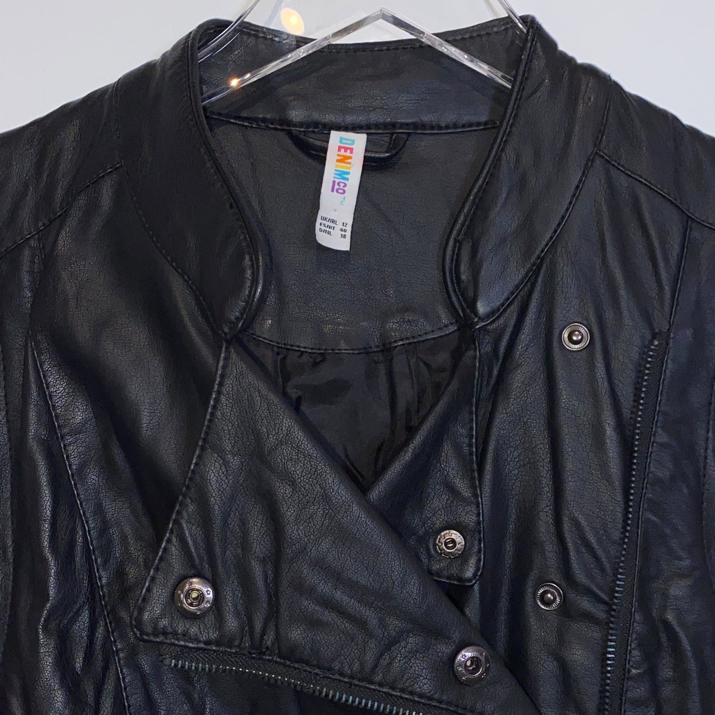 DENIM CO Vintage Leather Vest with Zips and Snaps