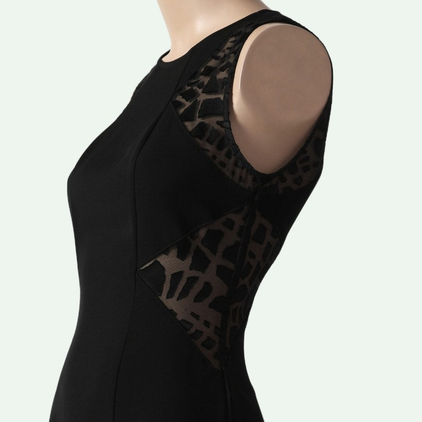RACHEL ZOE Black Mesh Cut-Out Sheath Mini Dress
