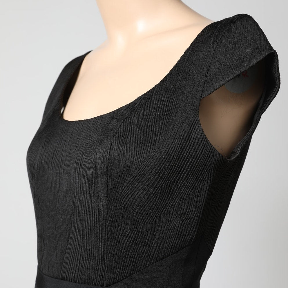 JAY GODFREY Black Scoop Neck Textured Pencil Dress
