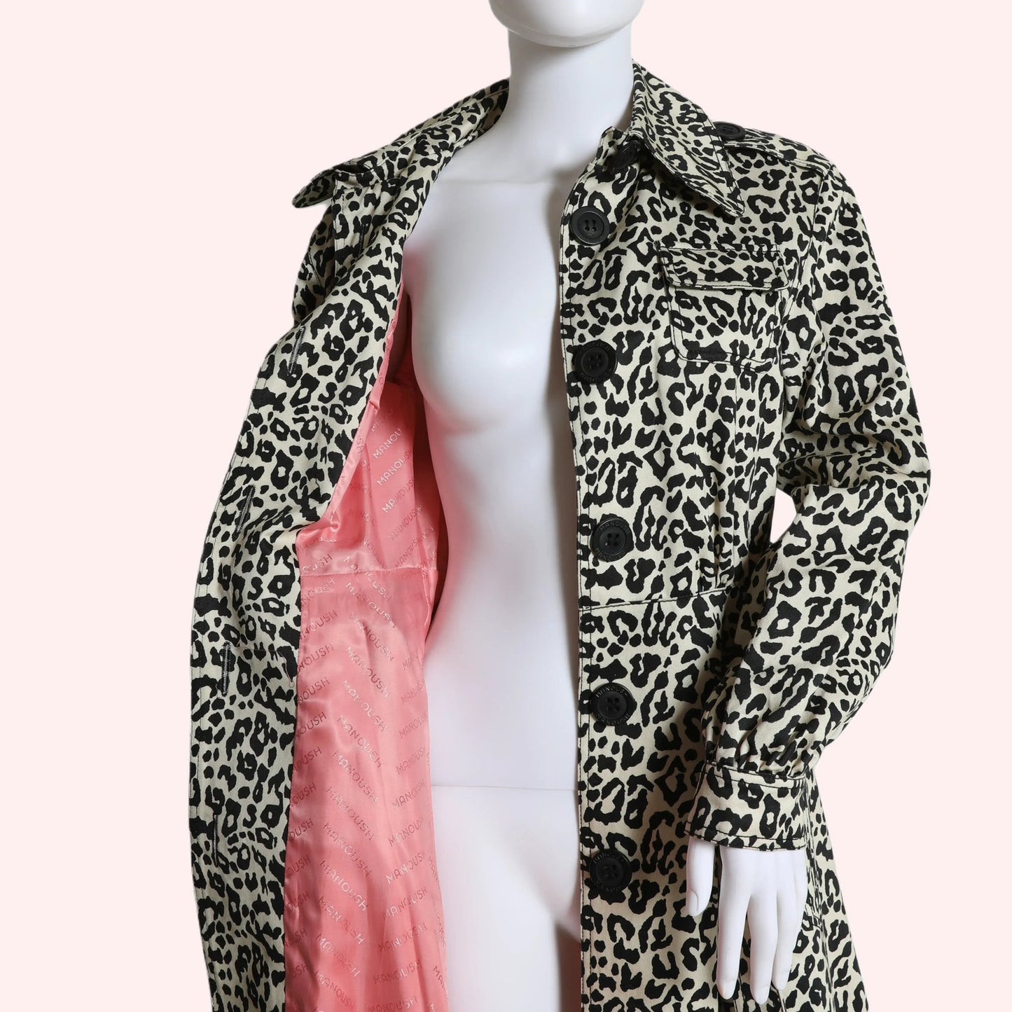 MANOUSH Cream Animal Print Trench Coat