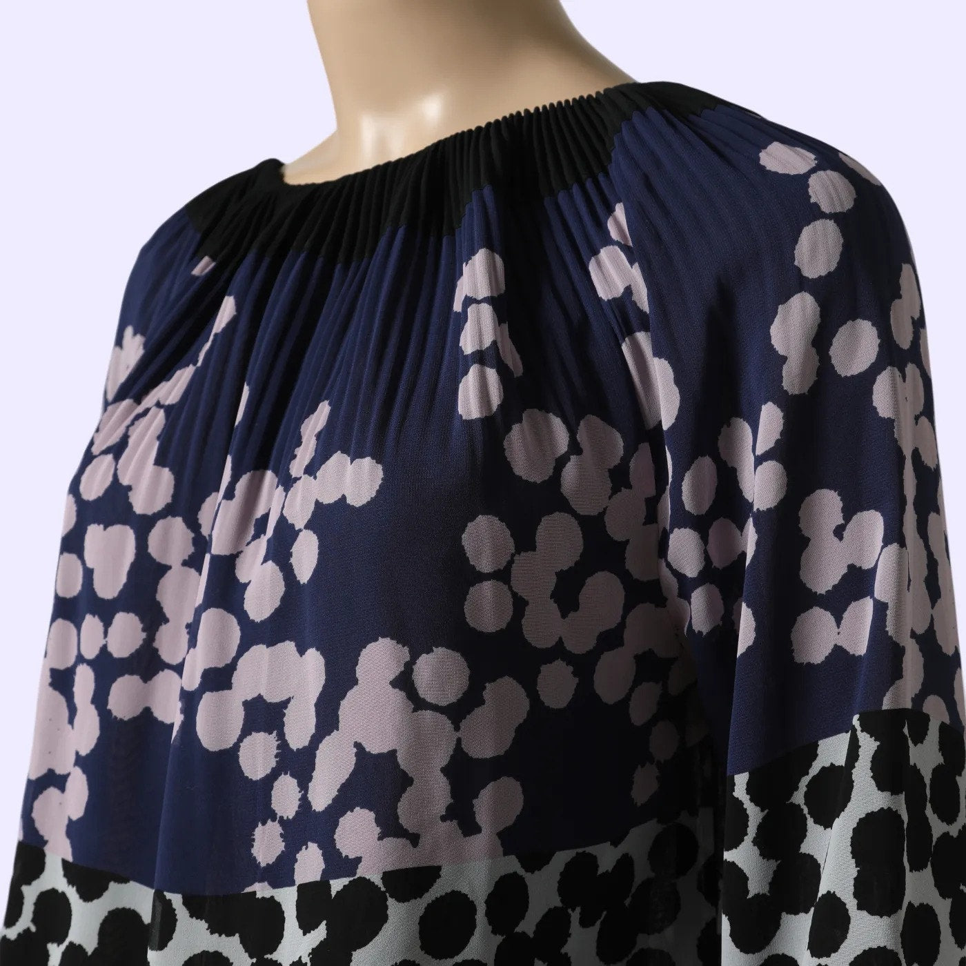 DIANE VON FURSTENBERG Multicolor Abstract Print Pleated Blouson Mini Dress