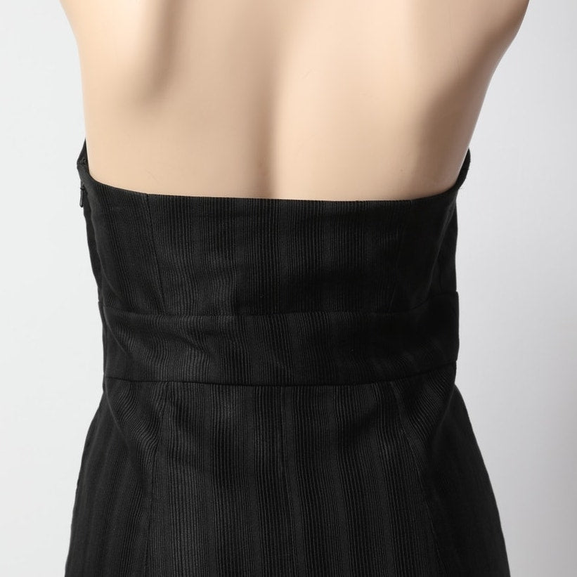 TIBI Vintage Black Strapless Jewel Embellished Silk Blend Dress