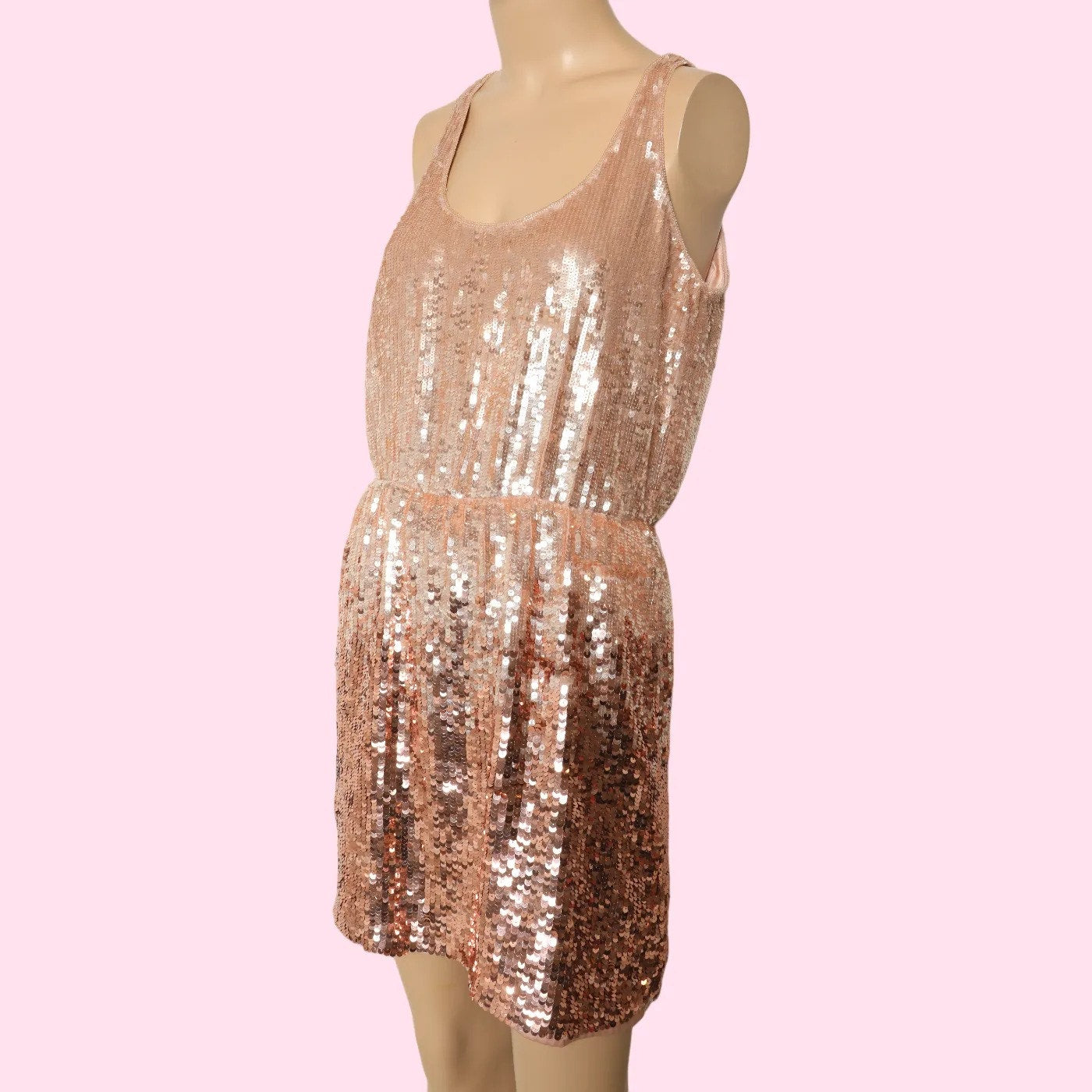 PARKER Rose Gold Ombre Sequin Sleeveless Shift Mini Dress