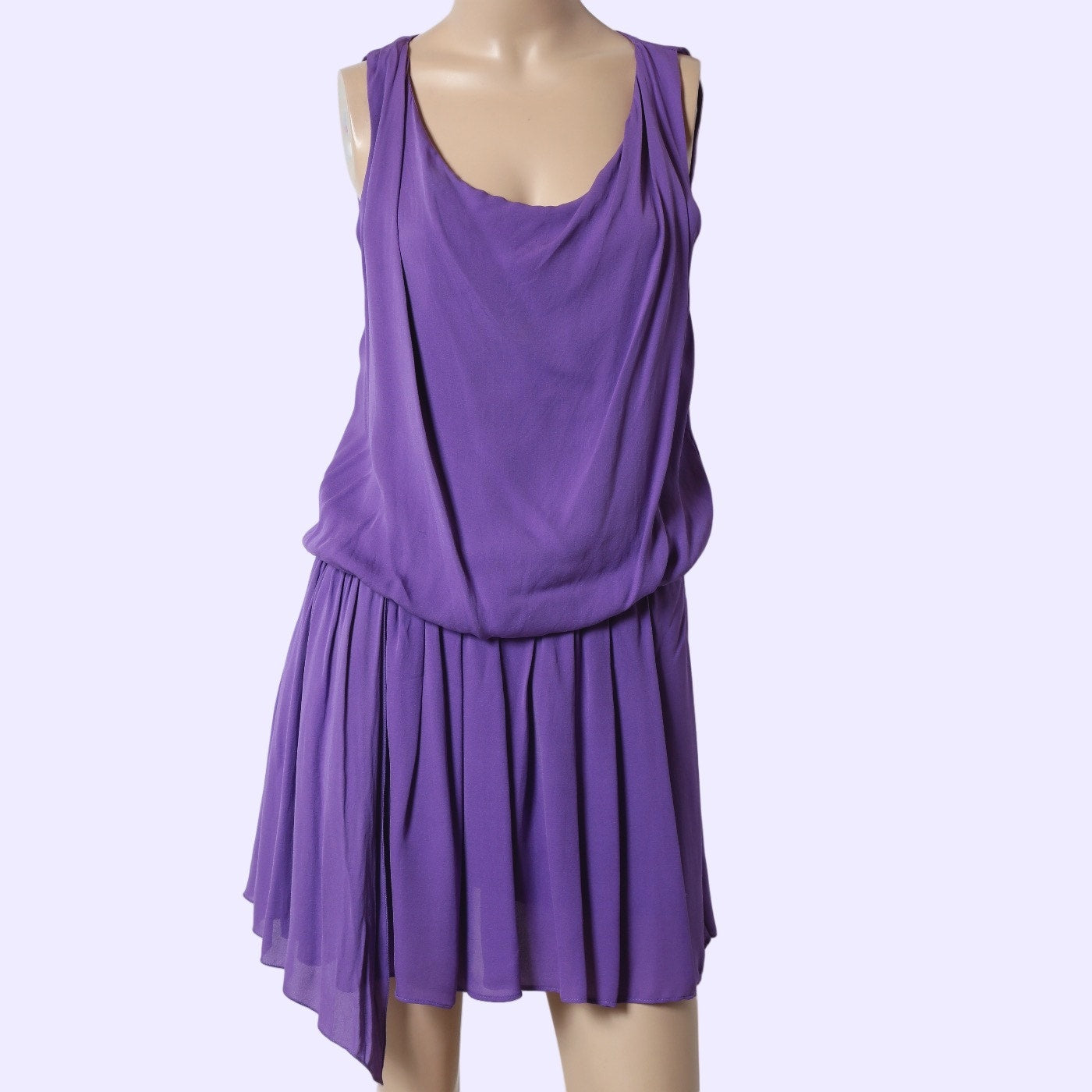 ALICE + OLIVIA Lavender Purple Silk Grecian Open Back Blouson Mini Dress