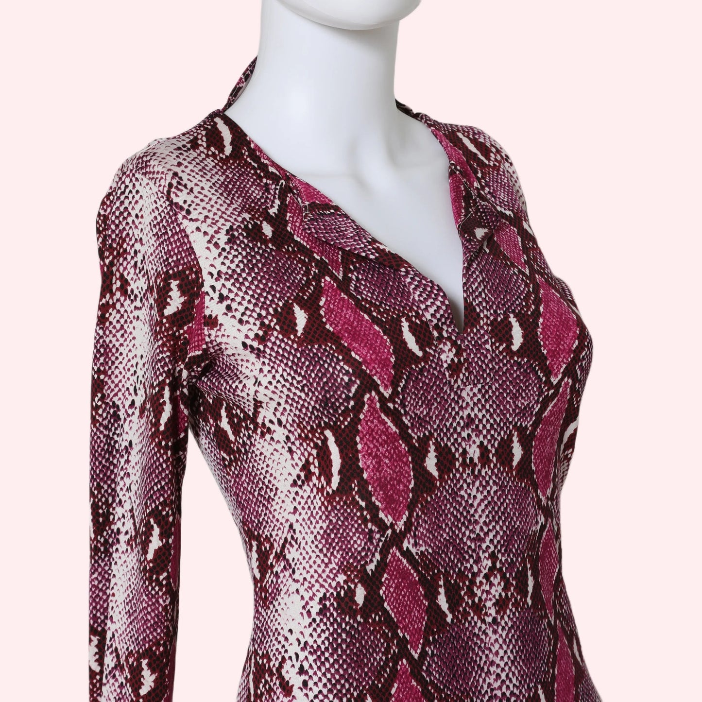 DIANE VON FURSTENBERG Pink Silk Python Snake Animal Print Mini Dress