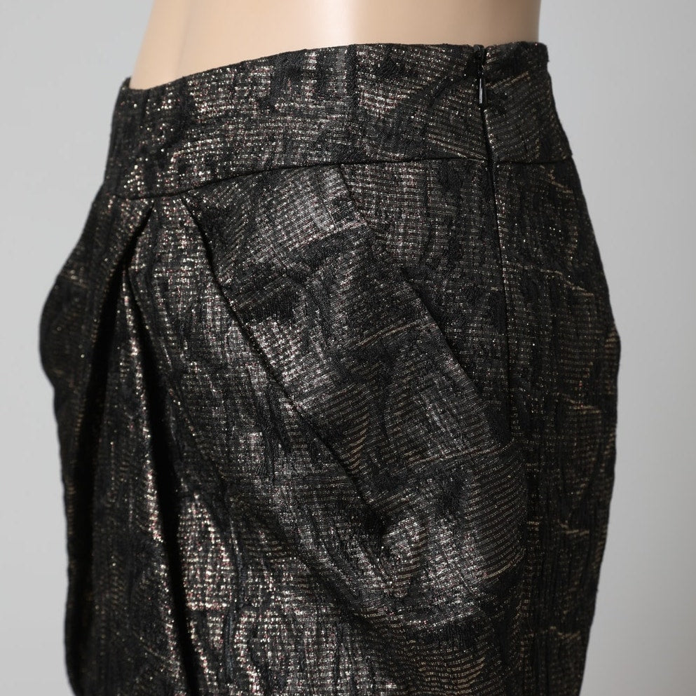 KAREN MILLEN Vintage Bronze and Black Metallic Patterned Skirt