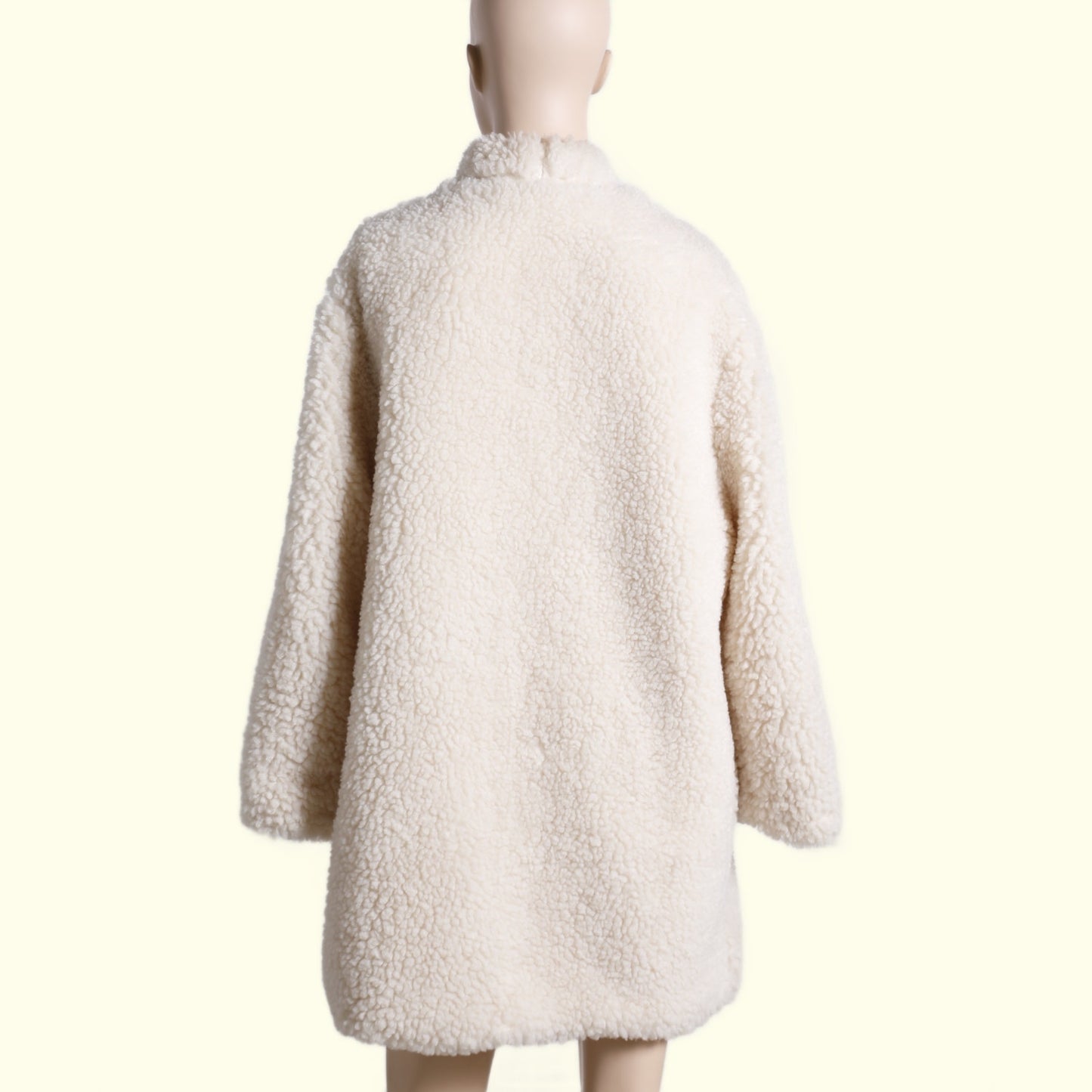 ZARA Ivory Shearling Oversized Jacket Beige