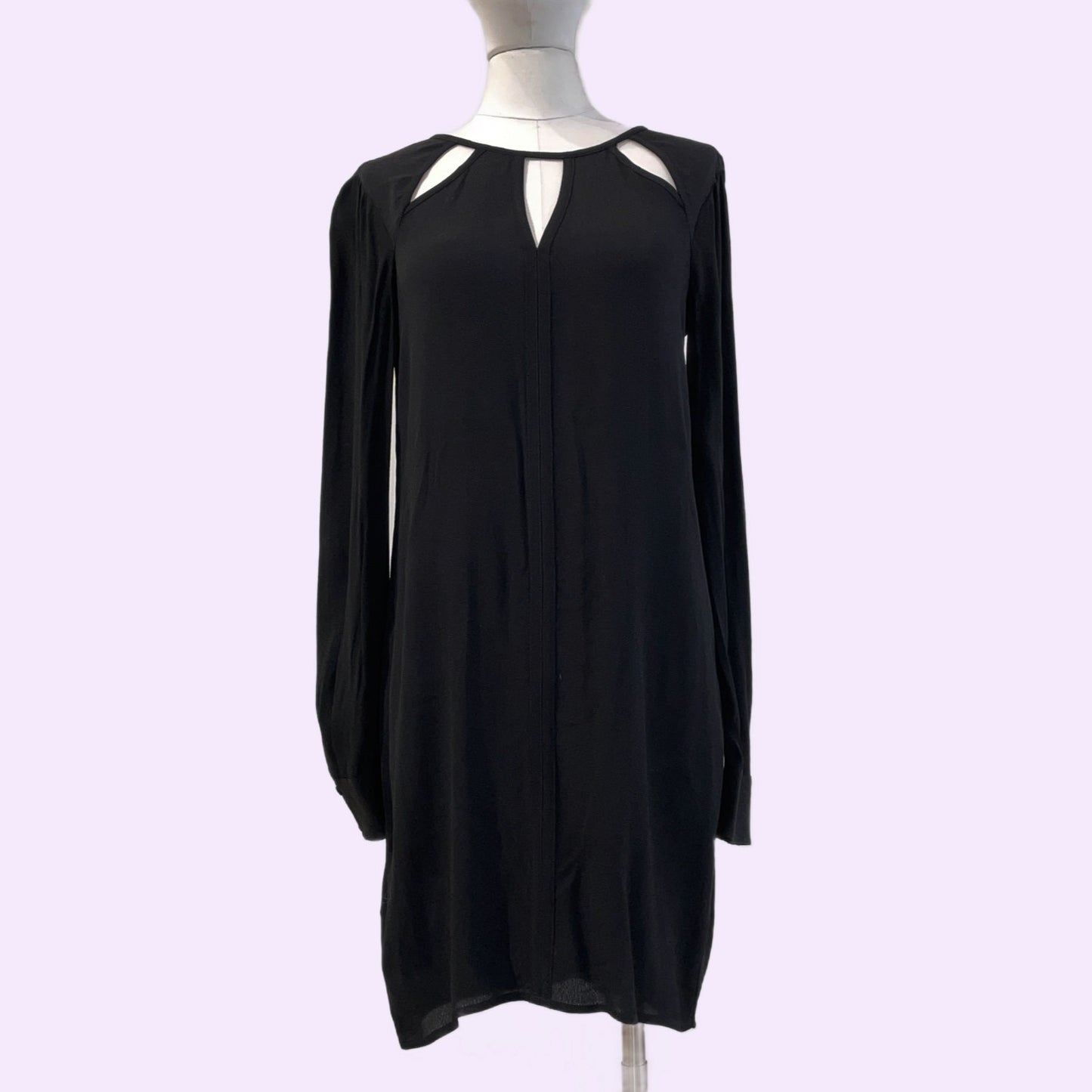 BCBGMAXAZRIA Black Emmalise Long Sleeve Mini Dress with Cut Outs