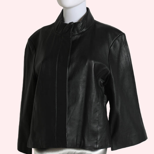 ISAAC MIZRAHI Vintage Black Leather Jacket