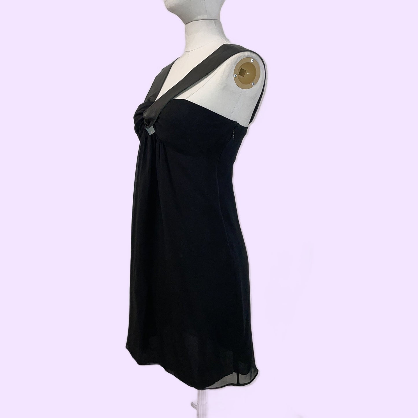 VIVIENNE TAM Black Leather Strap Dress