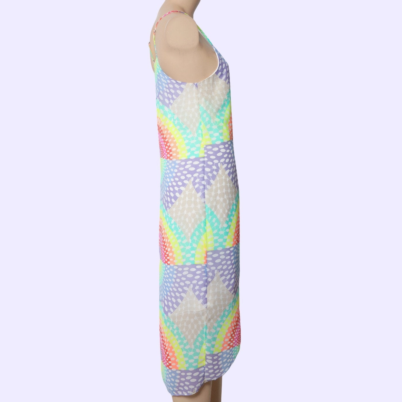 MARA HOFFMAN Pink Purple Rainbow Print Slip Midi Dress