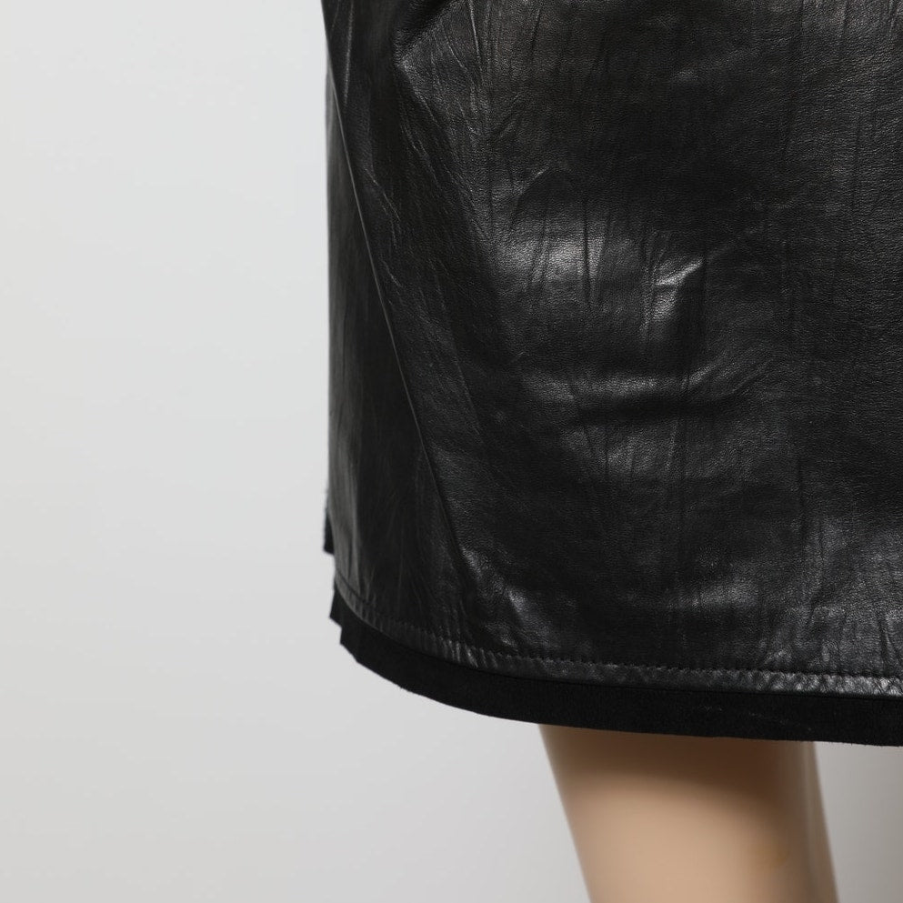 DIANE VON FURSTENBERG Black Leather Mini Sheath Della Dress w/ Side Tie Belt